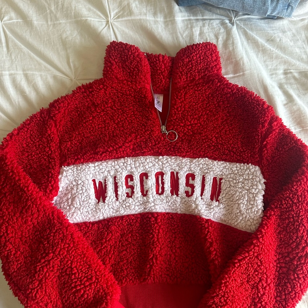 Wisconsin Red Sherpa Pullover